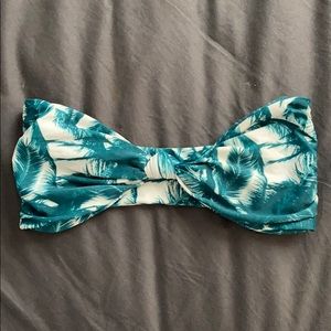 MIKOH Bikini Tube Top Teal Palms Sz L Gently worn!